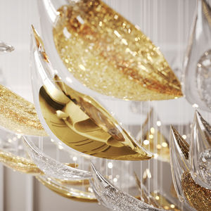 Nuevo estilo personalizado Hotel Lobby Crystal Chandelier moderno de lujo decorativo gran hoja de vidrio LED luz colgante - Product Image 3