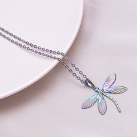 Collier de luxe pour femme en acier inoxydable 316L plaqué or, argent et arc-en-ciel, avec pendentif insecte tendance sur chaîne fine