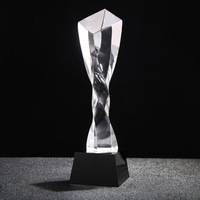 Trophées et Médailles en Verre Haut de Gamme Personnalisables avec Logo Gravé, Écologiques, en Cristal Torsadé, pour Récompenses d'Entreprise