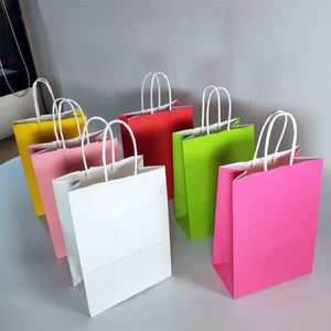 ถุงกระดาษสีพร้อมหูหิ้ว ขนาด 15*8*21 ซม. จำนวน 500 ชิ้น ถุงของขวัญแบบขายส่ง ถุงกระดาษคราฟท์สีน้ำตาล สำหรับร้านค้าปลีก งานปาร์ตี้ ช้อปปิ้ง ของชำร่วย - Product Image 3