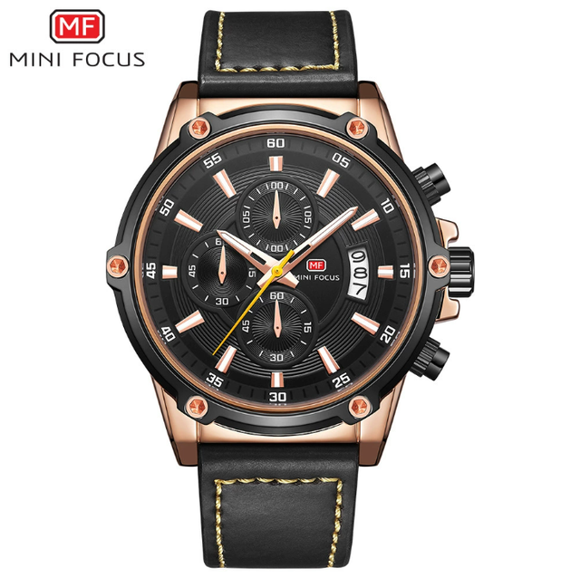 Best-selling Watch MINI FOCUS MF0175G Classic Business Casual Style Watch Waterproof Luminous Leather Watch