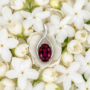 Colgante de Plata 925 con Granate y Moissanita Redonda, Diseño Clásico de Gota de Agua para Mujer, Joyería de Boda - Product Image 1
