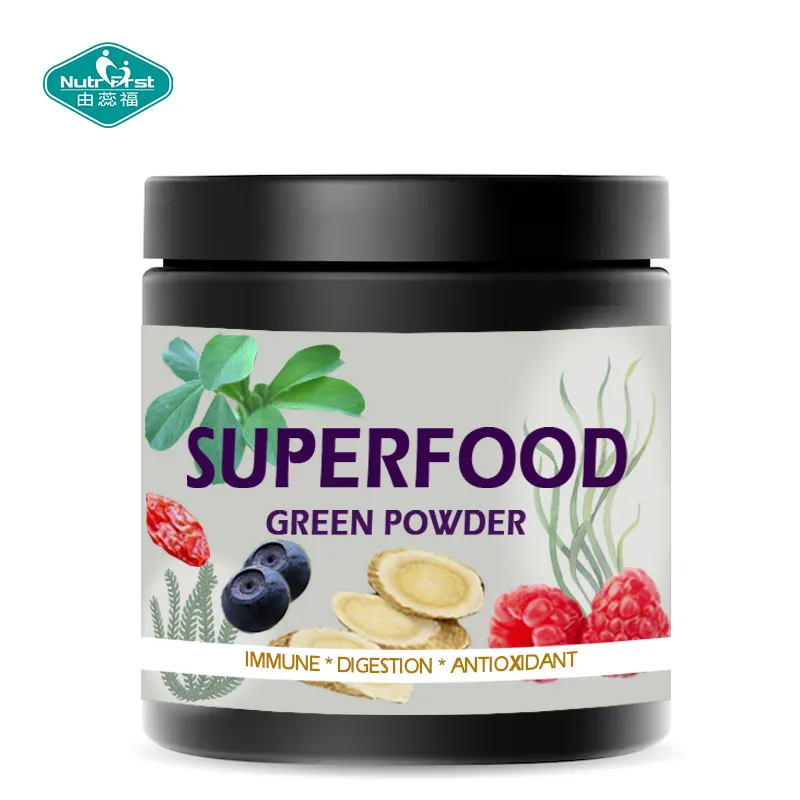Private Label Custom ized Grünes Pulver Super food Super Green Smoothie Wasser lösliches Gesundheits pulver für die Immun gesundheit
