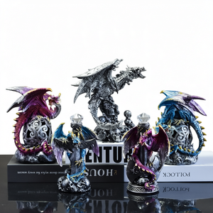 Großhandel Harz-Drachenfigur Handbemalte Fantasy-Skulptur Totenkopf-Thron-Statue Halloween Heimdekoration Geschenk - Product Image 1