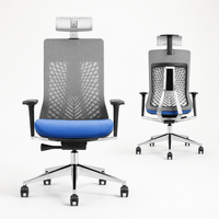 Échantillon Gratuit - Chaise de Bureau Exécutive Contemporaine avec Accoudoirs, Réglable en Hauteur, Inclinable, Pivotante, Base en Aluminium, Garantie 5 Ans - Silla Oficina
