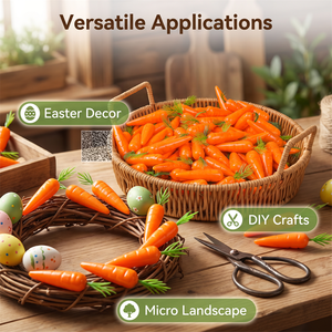 Mini carottes réalistes en mousse pour la fabrication de couronnes de Pâques, décoration de plateaux à étages de style campagnard printanier, <span class=keywords><strong>l</strong></span>égumes artificiels, fournitures d'artisanat - Product Image 1