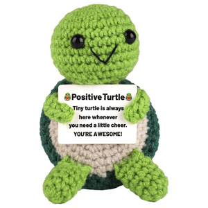Peluche tortue positive faite main au crochet, mini-poupée amigurumi tricotée, cadeau décoratif au crochet pour le bureau et la maison - Product Image 1