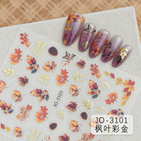 Autocollants pour ongles en feuille d'or et feuille d'érable, autocollants pour nail art, décalcomanies ultra-fines sans couture pour manucure DIY en salon, vente en gros