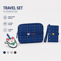 Set Organizer Perjalanan Kustom Tas Kosmetik Tempat Paspor Label Bagasi Set Aksesoris Perjalanan Tahan Air