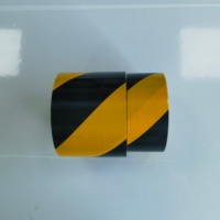 Ruban de marquage au sol en PVC acrylique simple face avec support en tissu, jaune et noir, pour zone de passage zébrée, épaisseur 0,15 mm