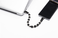 Câble de données bracelet Mala bouddhiste avec tressage en cuir et perles en alliage de zinc pour Android Type-C et transfert de données USB à charge rapide