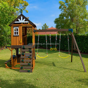 Set de juegos de madera para patio trasero, columpio de madera creativo para exteriores, escalera, cuerda para trepar, set de juegos de madera para jardín infantil, columpio para niños - Product Image 1