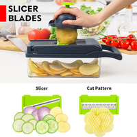 14-in-1 multifunctionele voedselhakker, groentehakker, uien snijder, fruit- en wortelsnijder, groentesnijder, -schaaf en -slicer