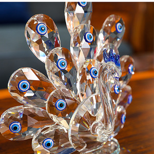 Dazi Crystal Peacock <b>Ornament</b> Set Blue Eye Design Living Room Decor Gift Cabinet Decoration Hollywood Glam Style - Product Image 2