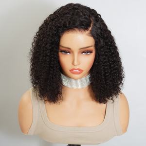<strong>Afro</strong> Jerry Curly <strong>Wigs</strong> Natural Hairline 180% Density Remy Human Hair for Black Women Wholesale Short Lace Front bob <strong>Wig</strong> - Product Image 3