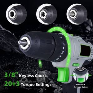 Kit de perceuse électrique 12V avec batterie et chargeur, mandrin sans clé de 3/8 pouces, vitesse variable, perceuse sans fil au lithium OEM - Product Image 4