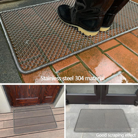 Paillasson moderne en maille métallique de 18,5 x 31 pouces, imperméable, inodore, en acier inoxydable, grattoir pour porte, facile à nettoyer pour la maison et l'extérieur