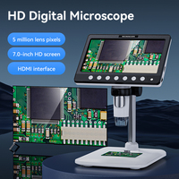 China Manufacturer OEM Support Photo Video 7-Inch LCD Display 1200X 5MP HD Pixels 8LED 2000mAh Battery Microscope for Tv Repair