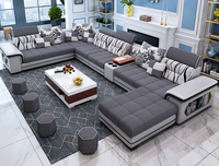 Juego de Sofás Modernos, Muebles de Sala de Estar de Lujo, Diseño Italiano de Lujo, Sofá Moderno en Forma de L, Tapizado en Tela Gris
