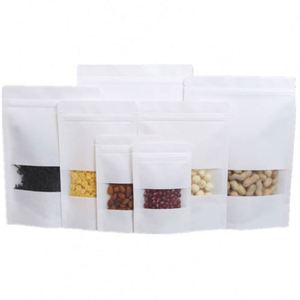 Sacs d'emballage alimentaire en papier kraft avec fermeture éclair et fenêtre 18x26cm – Pack promotionnel - Product Image 3