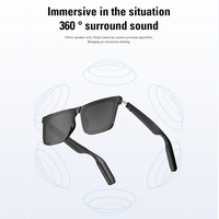 Lunettes Audio Intelligentes sans Fil à Grande Monture Noire Classique pour la Conduite et la Pêche, Lunettes Légères