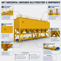 Silo horizontal mobile 30T 50T sans fondation, silo de stockage de ciment portable avec convoyeur à vis vertical à vendre