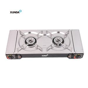 Xunda grosir kompor Gas Portable, kompor Gas berkemah 2 pembakar ganda Stainless Steel tahan lama untuk luar ruangan - Product Image 1