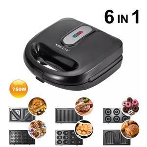 Parrilla eléctrica antiadherente desmontable 6 en 1, parrilla de 2 rebanadas, Mini máquina para hacer gofres, sandwichera profesional, Panini - Product Image 2