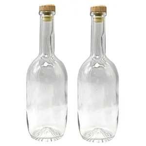 Bouteille de vin en verre transparent 400ml, forme Unique, pour vodka, whisky, gin, avec liège, nouvelle collection