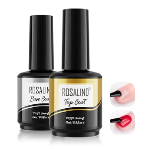 Rosalind Oem Aangepaste Logo Private Label Nagels 15Ml Base En Top Coat Geen Doekjes Uv/Led Lamp soak Off Gel Polish Voor Groothandel