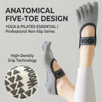 Chaussettes de yoga professionnelles style ballet à cinq doigts avec sangles croisées, antidérapantes, respirantes, durables, 85 % coton, haute élasticité