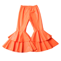 Meilleure vente Vêtements pour enfants Cheetah imprimé léopard Tissu en cuir métallique Taille haute Mode pour filles Bas Bell