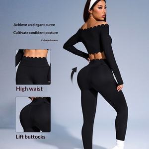 Nuovo Completo Sportivo da Donna a Maniche Lunghe Aderente per Yoga, Set 2 Pezzi Traspirante per Allenamento, Corsa e Fitness - Product Image 1