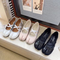 3CM Innere Erhöhung Damen Tabi Cross Strap Mary Jane Schuhe Geteilte Zehenpartie Ballett Weiche Bequeme Freizeitkleidung Flache Schuhe
