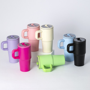 Stainless Steel Tumbler 20oz Insulated <b>Mug</b> <b>Large</b> Capacity Travel Portable Handle With Straw Ice Cup - Product Image 3