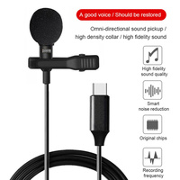Micrófono USB tipo C MIni Lapel Lavalier Clip-on Mic Condensador Grabación de audio para Huawei Xiaomi Android SmartPhone