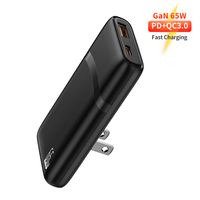 Penjualan laris 2025 pengisi daya Cepat GaN Ultra tipis 65W PD QC3.0 adaptor Tablet Laptop ponsel dengan steker Travel India EU UK AU