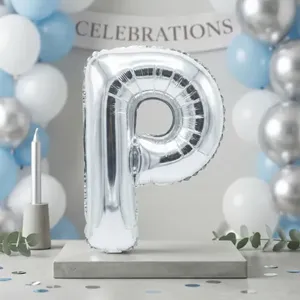 ลูกโป่งโลหะรูปตัวอักษร P สีโรสโกลด์ ตกแต่งอย่างหรูหรา - Product Image 4