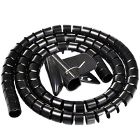 Tube de gestion de câbles flexible en spirale noir de 8 mm, 10 mm, 16 mm, extrudé et coupé pour l'organisation des câbles d'ordinateur et de télévision au bureau
