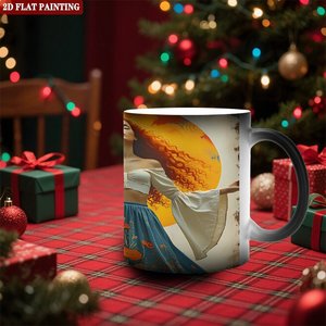Travel Tour Portable Drinking Mug Frosted Black 11oz <b>Ceramic</b> Heat Color Changing Magic <b>Cup</b> - Product Image 2