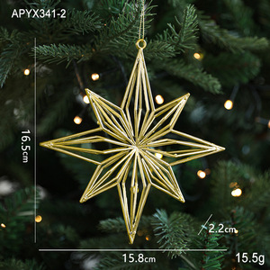 Fournisseur d'usine : Assortiment de décorations de Noël suspendues dorées électroplaquées, flocons de neige, étoiles, <span class=keywords><strong>rennes</strong></span>, anges, pendentifs pour sapin de Noël - Product Image 6