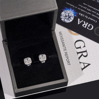 Stokta takı vida geri küme mozanit küpe GRA sertifikalı kadınlar 925 gümüş Moissanite çiçek saplama küpe