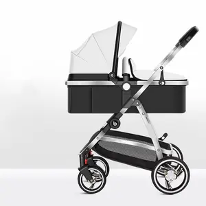 0-3岁的两路三合一婴儿推车可以坐，躺下，折叠，轻松携带，可拆卸铝合金，可翻转旅行