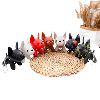 Nouveau porte-clés de voiture personnalisé en cuir PU de luxe de la marque JUNQIN, bouledogue français 3D, 8 couleurs, cadeau d'anniversaire