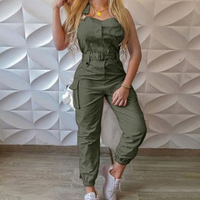 Combinaison Cargo sans Manches à Col Licou Taille Haute pour Femmes, Pièce Unique de Sport, Vente en Gros avec Multi-Poches
