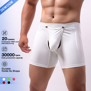 <span class=keywords><strong>Boxer</strong></span> pour homme personnalisé en cuir verni sexy, ouvert sur le devant, amovible, avec poche en U pour rehausser le volume - Product Image 1