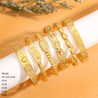Bracelet torsadé irrégulier en acier inoxydable plaqué or 18 carats pour femme, style vintage, avec cœur, lettre et zircon, divers modèles