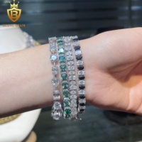 Nouveau Bijou Charmant en Argent 925 avec Moissanite Bleue, Verte et Noire, Diamant Mixte, Coupe Fantaisie, Forme Cœur, Ovale, Chaîne Tennis pour Collection de Bracelets