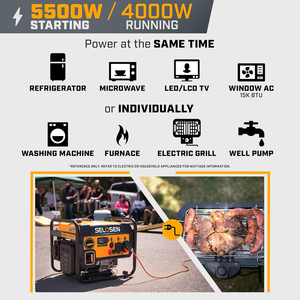 Generador de Gasolina de 224 cc, 13 h, 120 V, 12 V, Monofásico, 50 Hz, Potencia de 5.5 kW, 4 kW, con Enchufe Estándar Europeo y Americano HSAMZ-P - Product Image 5