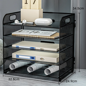 Kim Loại Màu Đen Đa-Hai Lớp Máy Tính Để Bàn Tập Tin Giá Lưu Trữ Kệ Cho Văn Phòng Và Phòng Ngủ Văn Phòng Phẩm Thông Tin Tổ Chức Tập Tin Khay - Product Image 2